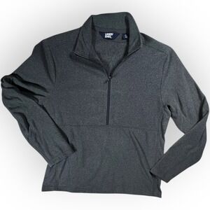 Lands' End Fleece Mens Quarter Zip Sweater Steel Gray M Mid Layer OEKO TEX Gorp